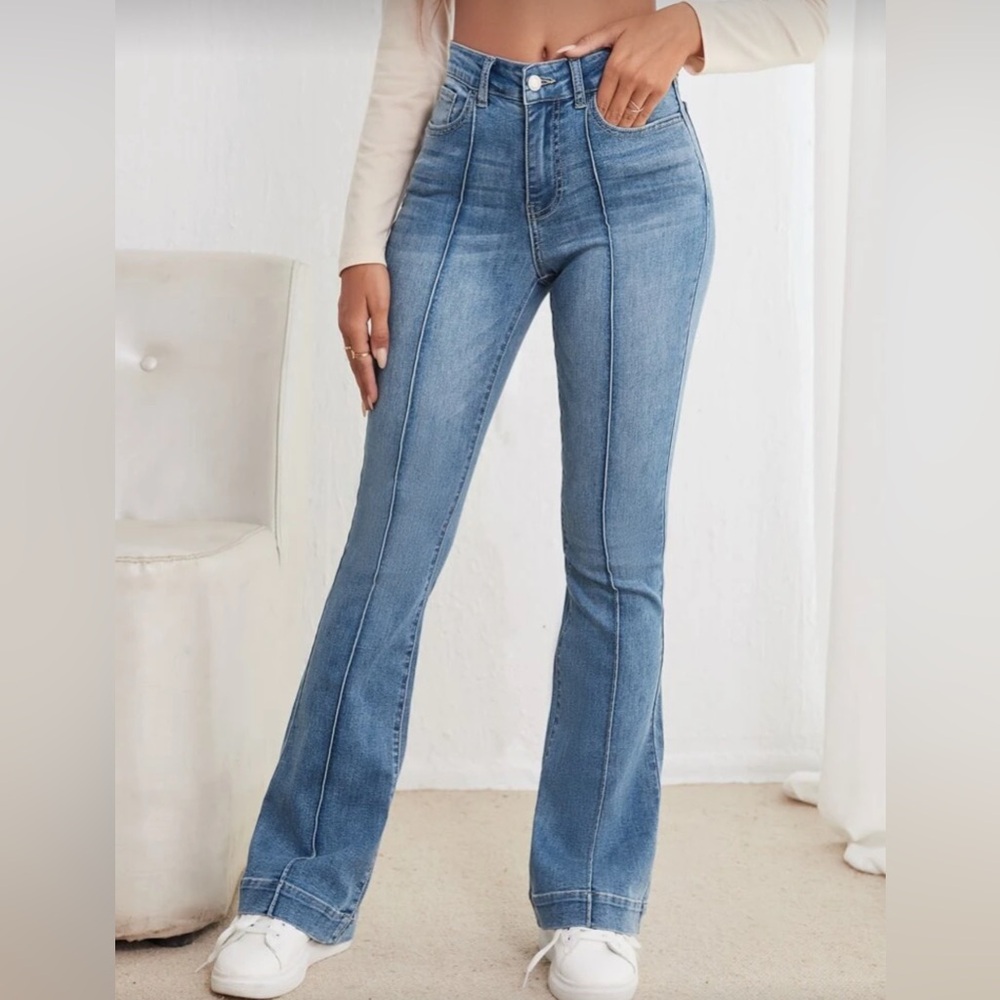 SHEIN Light Blue Flare Jeans